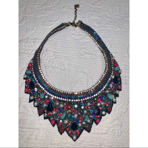 Colorful statement bib necklace (NWOT) - Picture 2 of 8